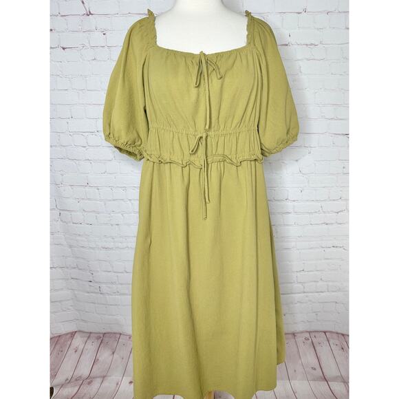 Universal Thread Moss Green Peasant Dress Womens Large Short Sleeve - Picture 1 of 8
